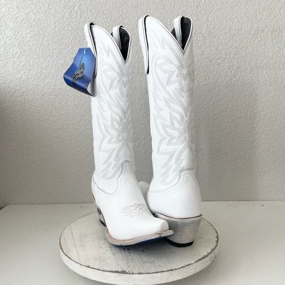 Lane MEGAN MORONEY Smokeshow Womens Cowboy Boots 8 White Western Cowgirl Tall - Picture 1 of 12